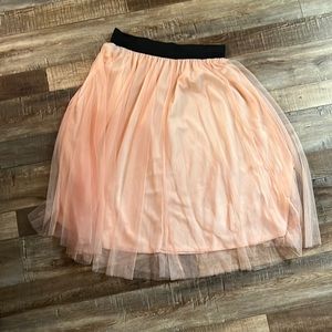 Pink skirt with black elastic waist